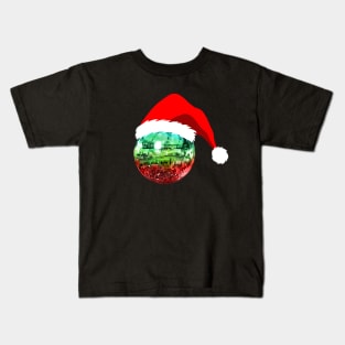 Red and Green Santa Christmas Disco Ball Kids T-Shirt